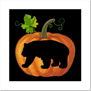 Panda bear in pumpkin Posters and Art